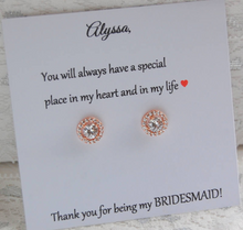 rose gold cz stud earrings for bridesmaids gifts